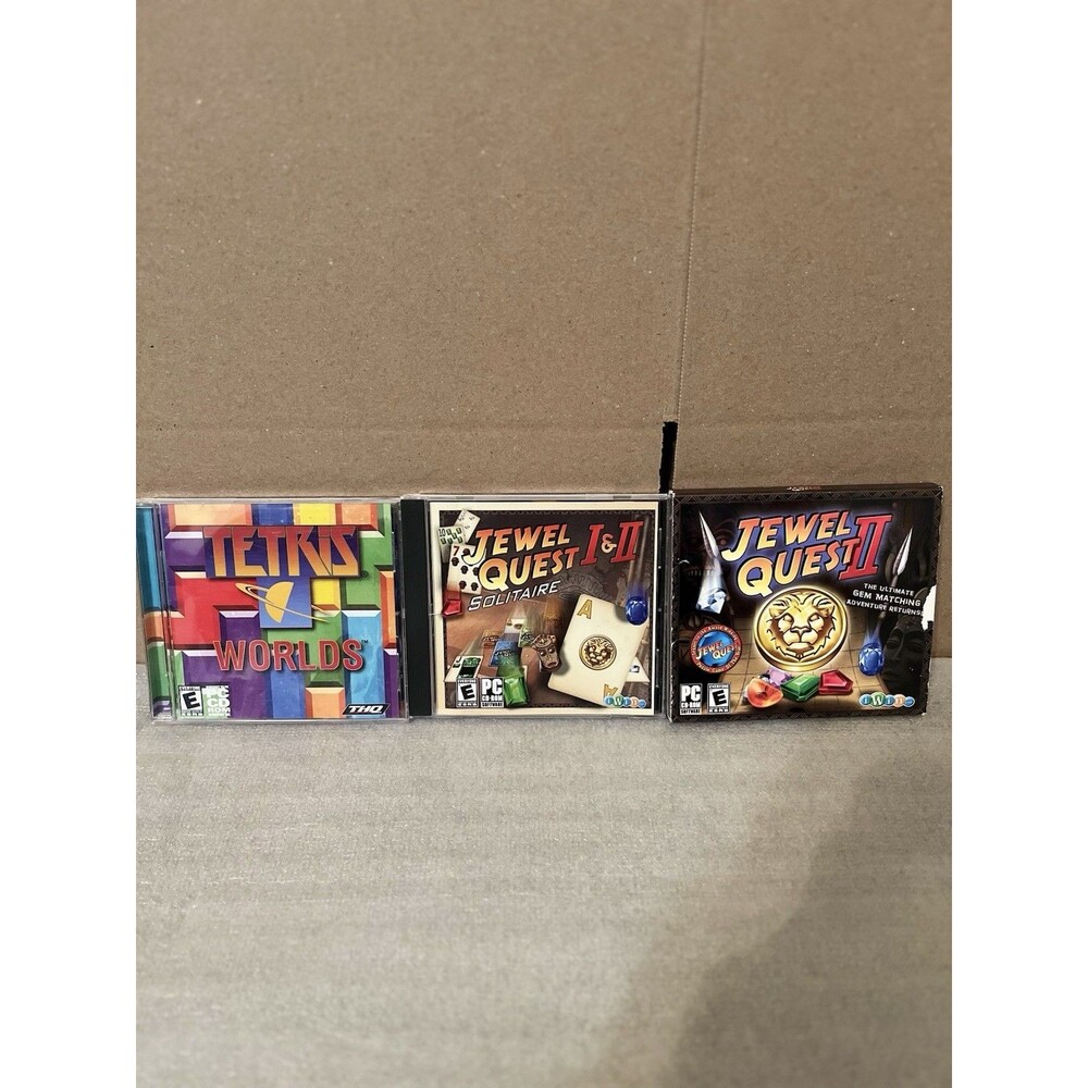 Tetris Worlds + Jewel Quest I & II Solitaire + Jewel Quest II PC Game Bundle Lot
